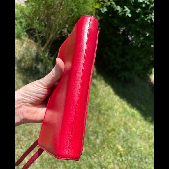 Wilson’s Leather Pelle Studio’s Genuine Leather Red Crossbody Clutch - Picture 7 of 9